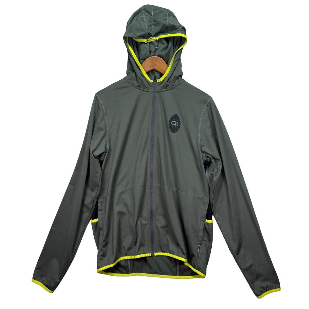Club Ride Cycling Shirt Men Medium Gray Full Zip Pullover Performance Hoodie M